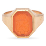 Antique Yellow Gold Carnelian Intaglio Signet Ring