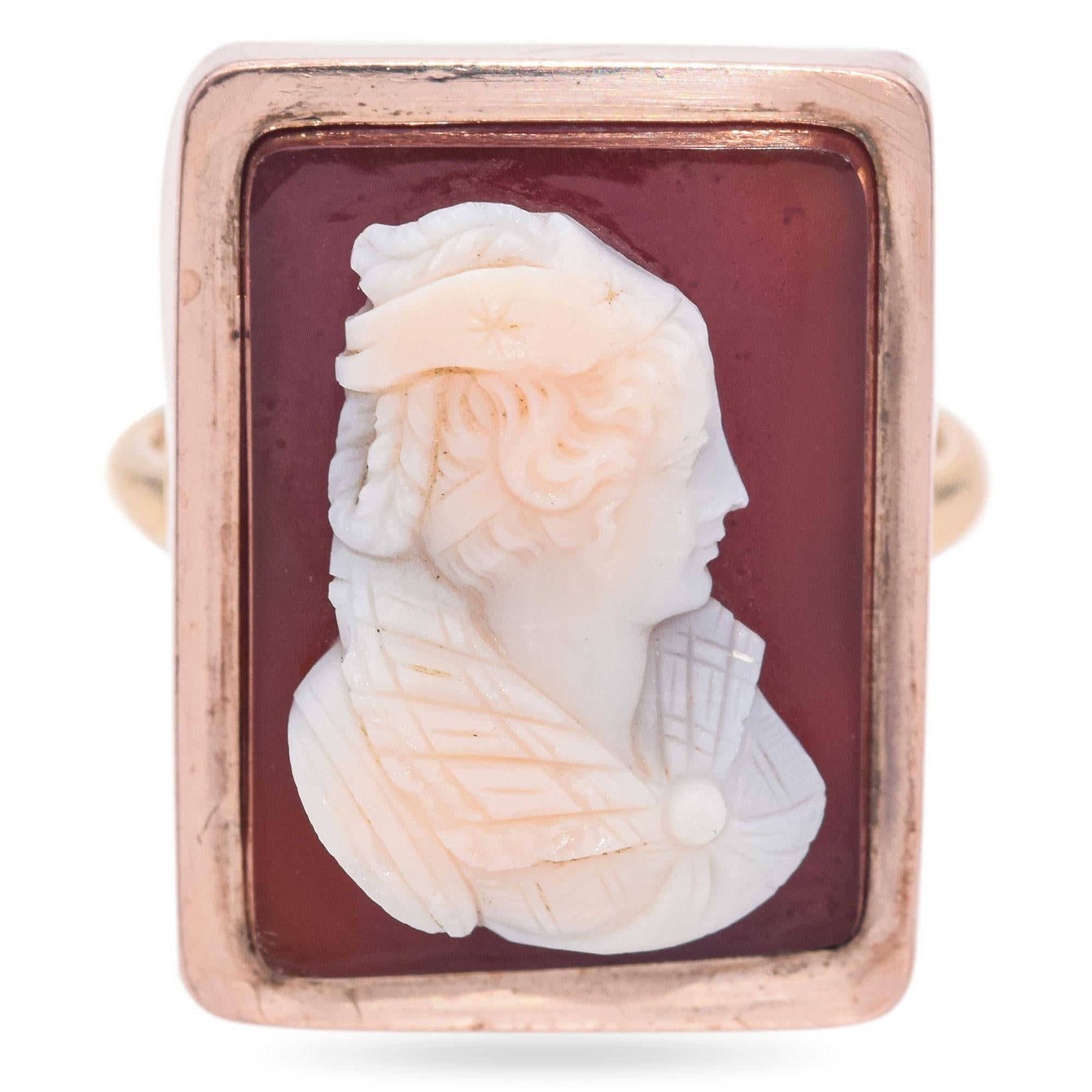 Antique Rose Gold Hardstone Cameo Ring