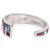 Vintage Navajo Harry B. Yazzie Sterling Silver Multi-Stone Inlay Cuff Bracelet