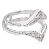 14K White Gold Round and Baguette Diamond Engagement Ring Enhancer