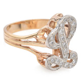 14K Yellow Gold Diamond "L" Initial Script Ring