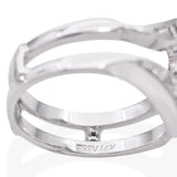 14K White Gold Round and Baguette Diamond Engagement Ring Enhancer