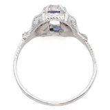 Art Deco 18k White Gold .5ct Diamond and Sapphire Solitaire Ring