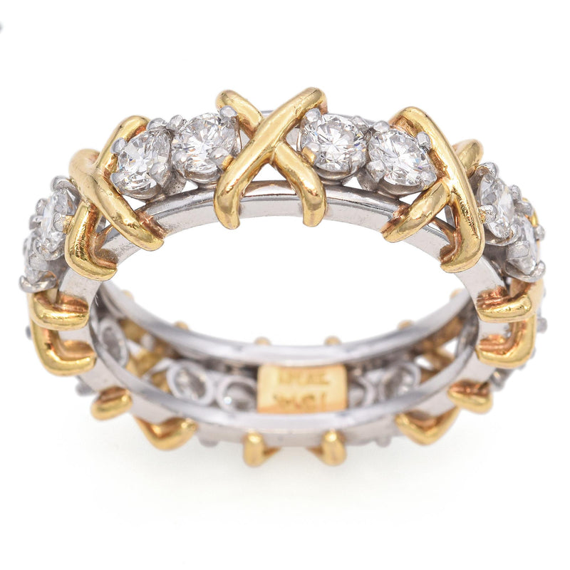 Platinum and 18K Yellow Gold 1.35 TCW Diamond Wedding Band Ring