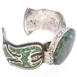 Vintage Navajo Native American Sterling Silver Chrysocolla Cuff Bracelet