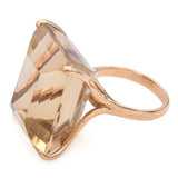 12K Gold 57.35 Ct. Emerald Cut Smoky Quartz Cocktail Ring