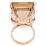 12K Gold 57.35 Ct. Emerald Cut Smoky Quartz Cocktail Ring