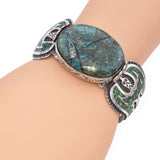 Vintage Navajo Native American Sterling Silver Chrysocolla Cuff Bracelet