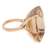 12K Gold 57.35 Ct. Emerald Cut Smoky Quartz Cocktail Ring