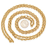 Antique 20K Yellow Gold Textured Heavy Oval Long Link Chain Necklace