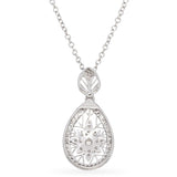 18K White Gold 0.22 TCW Diamond Filigree Pendant Necklace