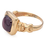 14K Yellow Gold Garnet 2.70 Cabochon Bezel Set Ring