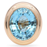 Vintage 14k Yellow Gold 28ct Blue Topaz Statement Ring