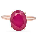 10K Rose Gold 3.6 Ct Ruby Solitaire Band Ring