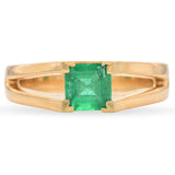 18K Yellow Gold 0.72 Ct. Square Cut Emerald Split Shank Ring