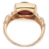 14K Yellow Gold Garnet 2.70 Cabochon Bezel Set Ring