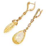 Judith Ripka 18k Yellow Gold Diamond and Lemon Quartz Briolette Drop Earrings