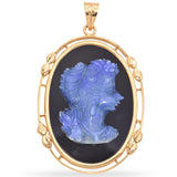 Vintage 20k Yellow Gold Frame Opal Cameo Pendant