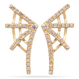 14K Yellow Gold Diamond Spider Web Stud Earrings