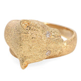 14k Yellow Gold Textured Panther Diamond Ring