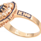 Vintage 14k Yellow Gold Diamond and Sapphire Enamel Ring