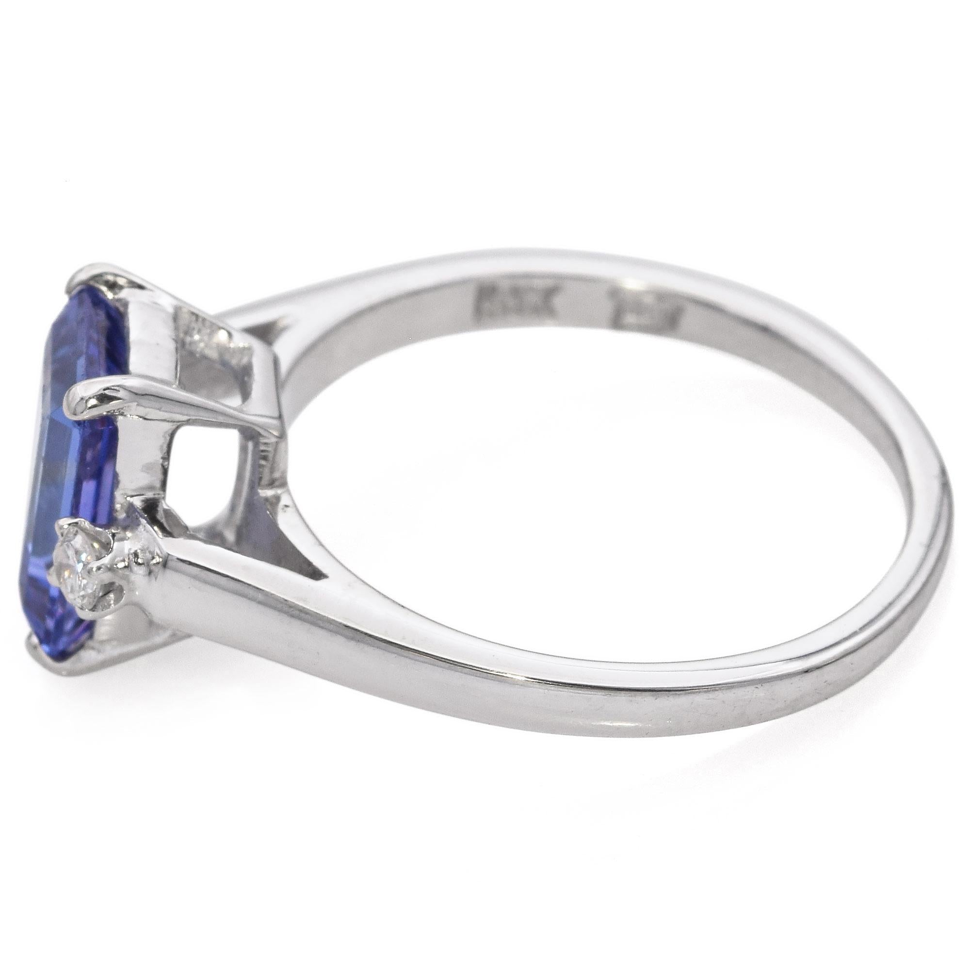 14k White Gold Tanzanite and Diamond Ring