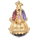 Vintage 17k Yellow Gold Multi Gemstone Charm Pendant