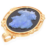 Vintage 20k Yellow Gold Frame Opal Cameo Pendant