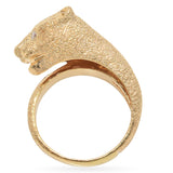 14k Yellow Gold Textured Panther Diamond Ring