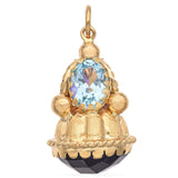 Vintage 17k Yellow Gold Multi Gemstone Charm Pendant