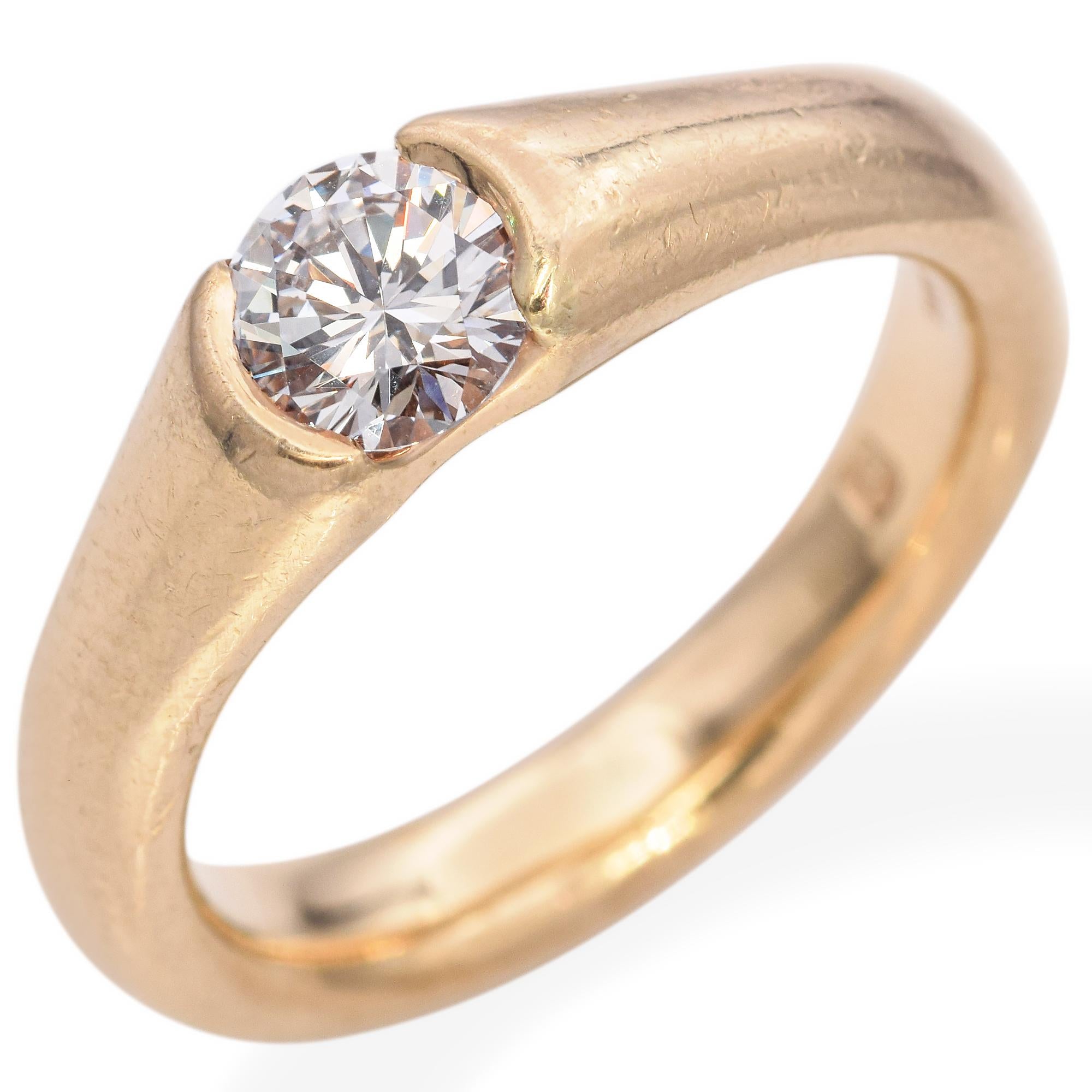 14K Yellow Gold 0.56 Ct. Diamond Half Bezel Solitaire Engagement Band