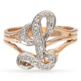 14K Yellow Gold Diamond "L" Initial Script Ring