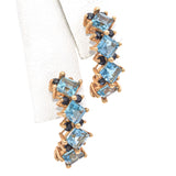 14K Yellow Gold 3.36 TCW Blue Topaz and Sapphire Semi Hoop Earrings