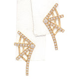 14K Yellow Gold Diamond Spider Web Stud Earrings