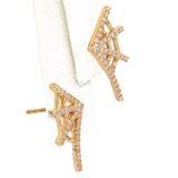 14K Yellow Gold Diamond Spider Web Stud Earrings