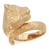 14k Yellow Gold Textured Panther Diamond Ring