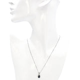 14K White Gold 1.25 Ct. Oval Sapphire and Diamond Pendant Necklace