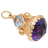 Vintage 17k Yellow Gold Multi Gemstone Charm Pendant