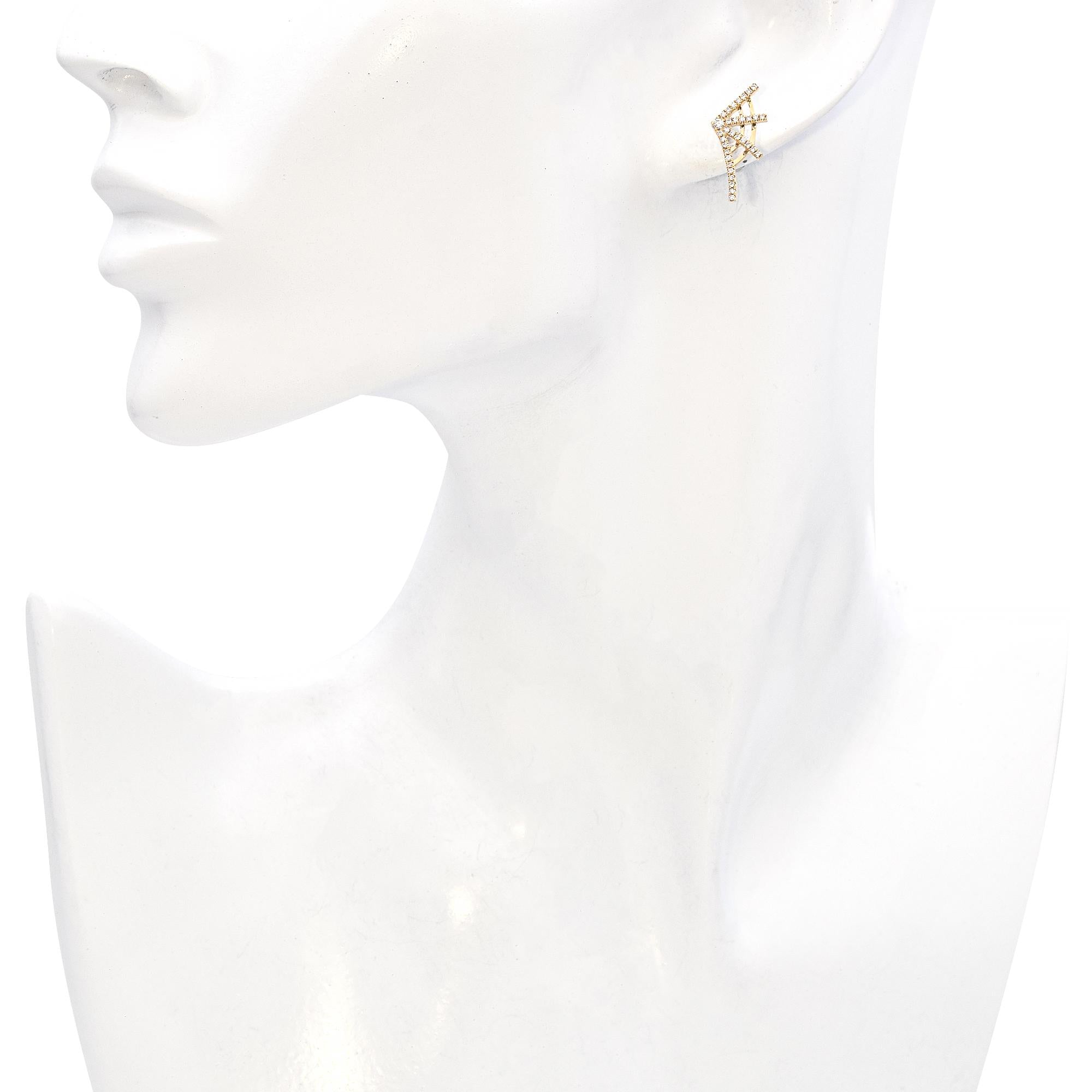 14K Yellow Gold Diamond Spider Web Stud Earrings