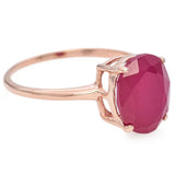 10K Rose Gold 3.6 Ct Ruby Solitaire Band Ring