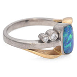 Vintage 18K Gold 0.80 Ct. Black Opal and Diamond Ring