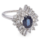 Vintage 14K White Gold 0.86 Ct. Sapphire and Diamond Halo Ring