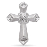 14K White Gold Sandblasted Cross Pendant