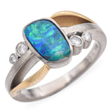 Vintage 18K Gold 0.80 Ct. Black Opal and Diamond Ring