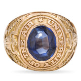 Vintage University of the Air Yellow Gold Class Ring with Lab Sapphire