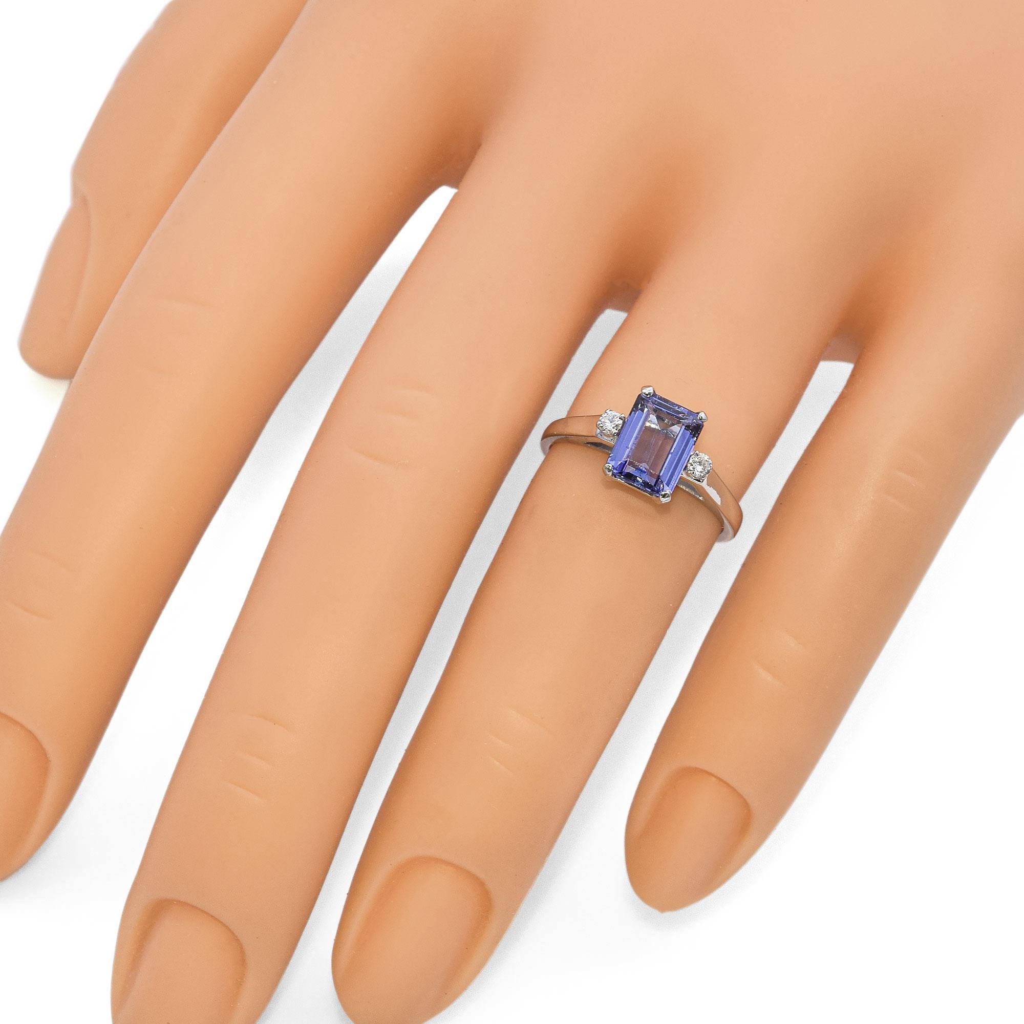 14k White Gold Tanzanite and Diamond Ring