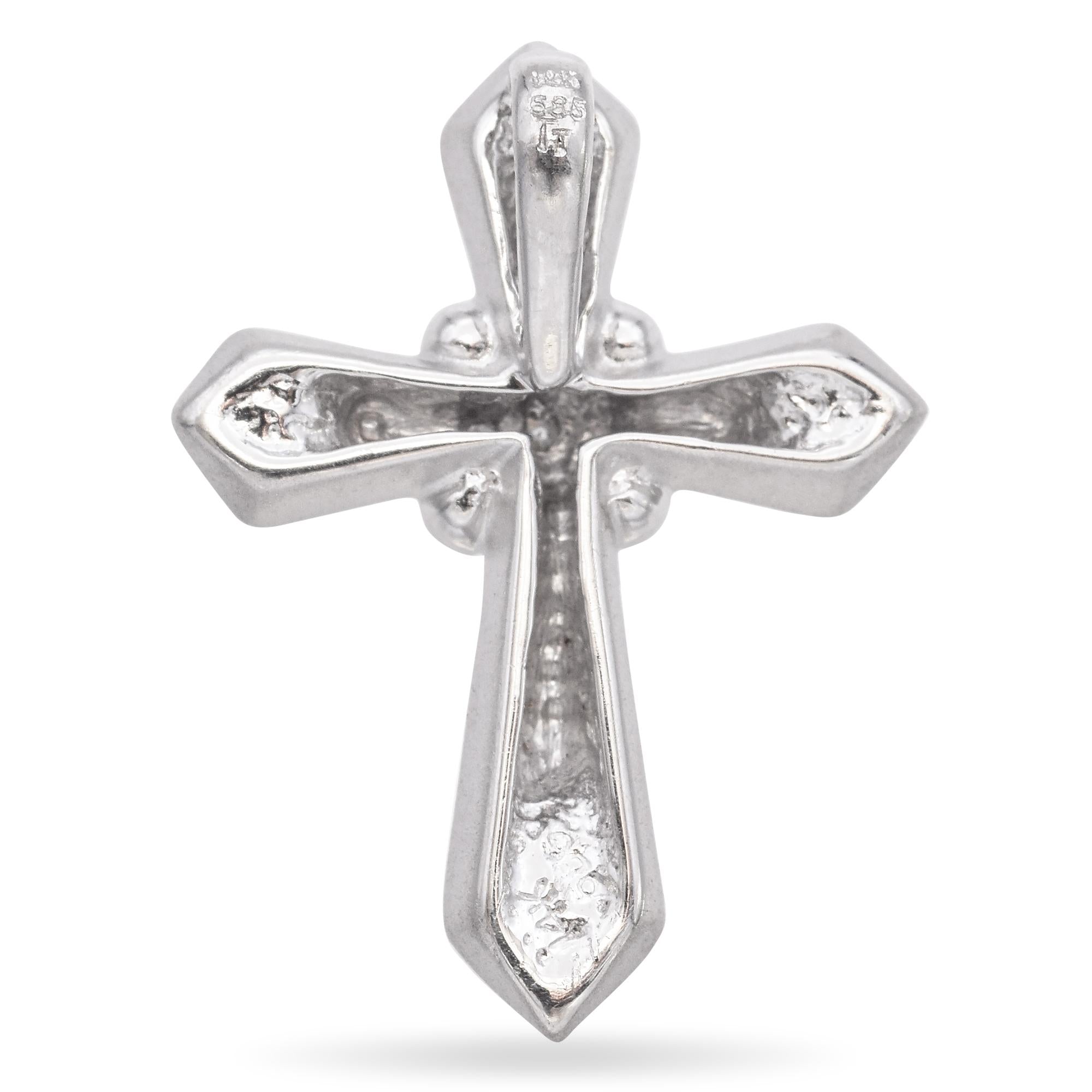 14K White Gold Sandblasted Cross Pendant