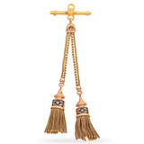 Antique Victorian Yellow Gold Tassel Drop Chain T-Bar Brooch Pin