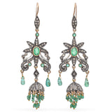 Vintage Emerald and Diamond Chandelier Drop Earrings