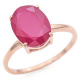 10K Rose Gold 3.6 Ct Ruby Solitaire Band Ring